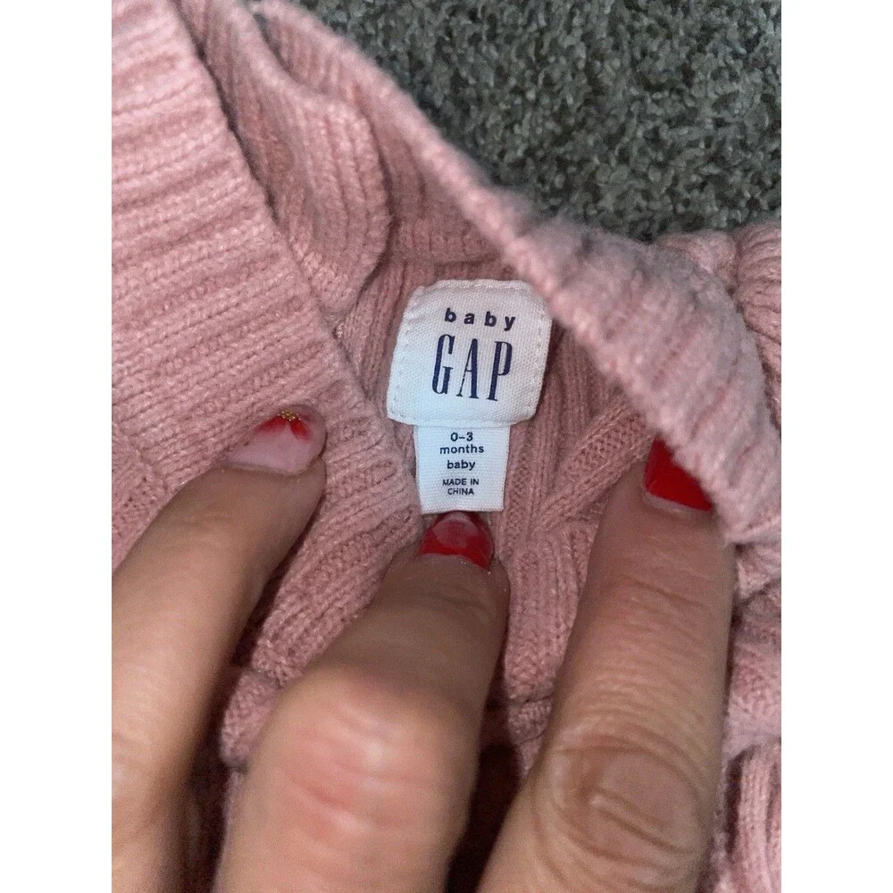 Baby gap Pink Ribbed Knit Sweater Dress Ruffle Sleeves 0-3